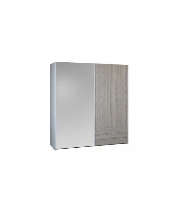 Armoire 2 portes (1pleine/1Glace) coulissantes FRENE NAVARRA L154 - STONE