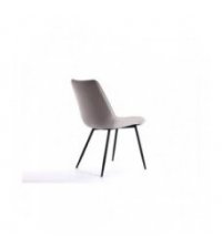 A8114 - Lot de 2 chaises à rayures en tissu avec pieds en métal noir - Beige