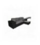 L200PAC - Canapé d'angle convertible coffre pouf et étagère en simili et microfibre - Gris-noir - Angle pouf à gauche et é