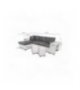 L200PAC - Canapé d'angle convertible coffre pouf et étagère en simili et microfibre - Gris-blanc - Angle pouf à droite et
