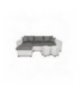 L200PAC - Canapé d'angle convertible coffre pouf et étagère en simili et microfibre - Gris-blanc - Angle pouf à droite et
